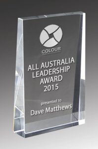 All Australia Leadership Award Trophy (Clear Optical Crystal Trophy – Crystal Wedge)