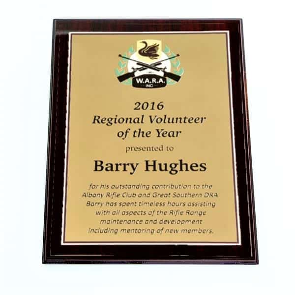 Volunteer of the Year | Printed Polished Brass Plaque